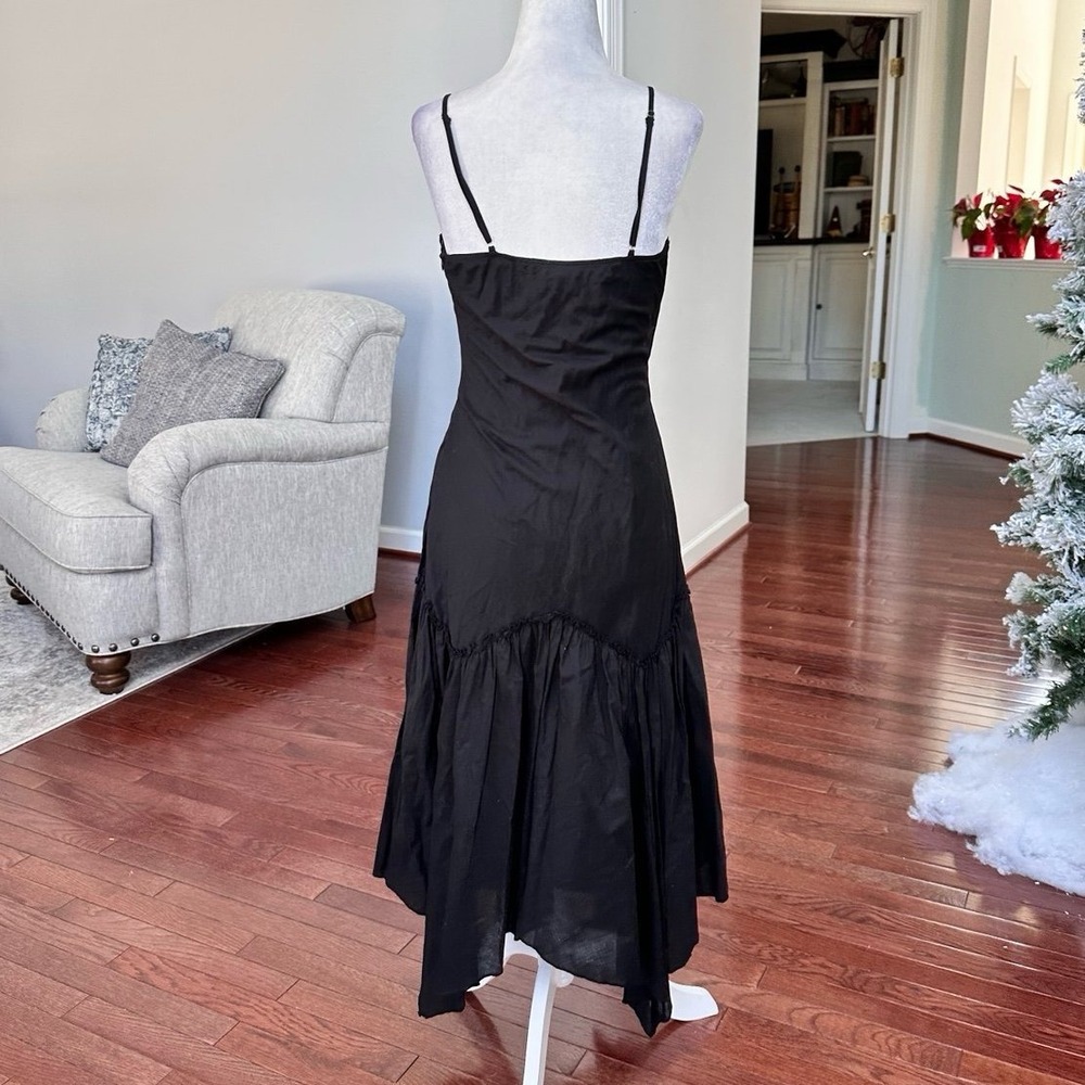 Vintage 2000s Forever 21 Black Asymmetrical Plunge Coquette Cocktail Y2K Dress - Picture 7 of 12